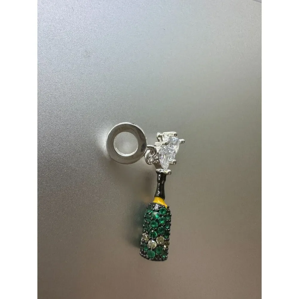 NWOT Champagne Bottle Silver 925 Charm